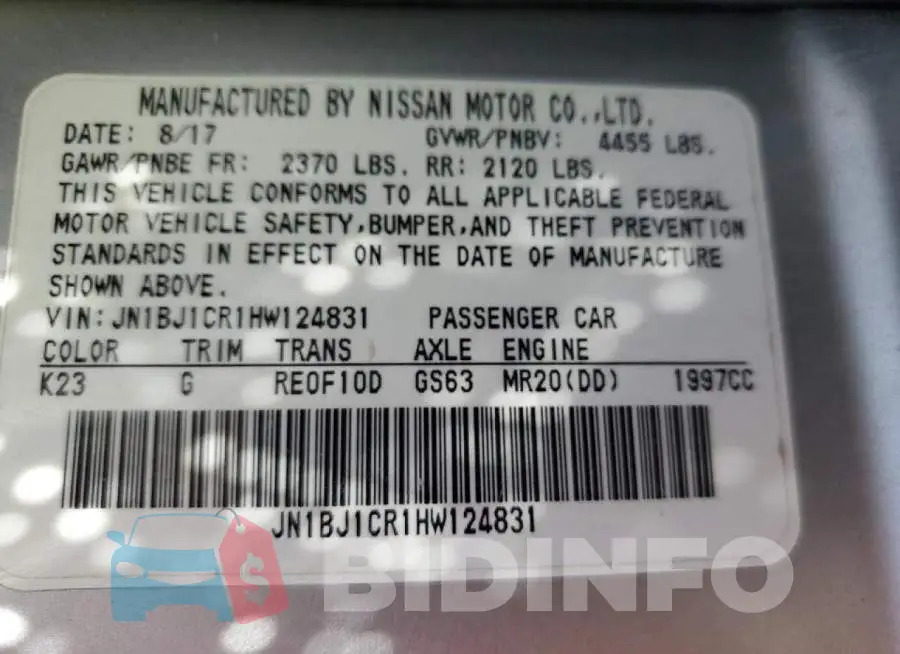 JN1BJ1CR1HW124831 Photo# 10