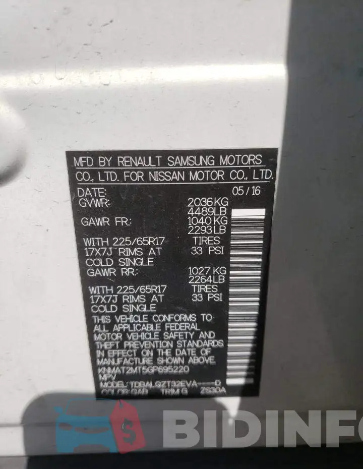 KNMAT2MT5GP695220 Photo# 10