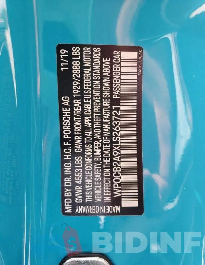 WP0CB2A9XLS263721 Photo# 10