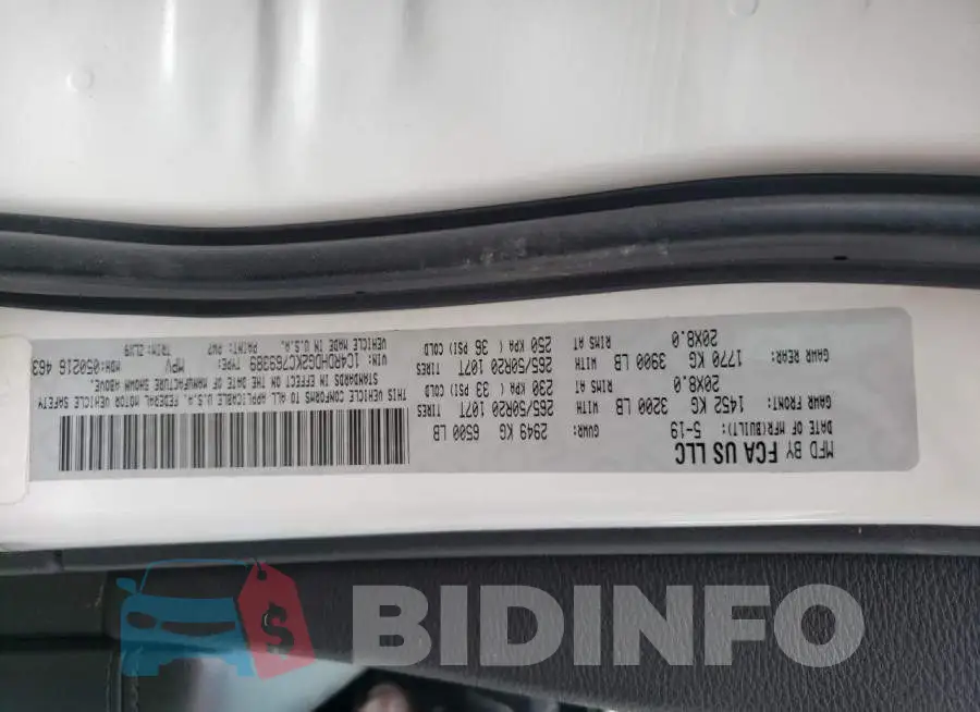 1C4RDHDG2KC769389 Photo# 10