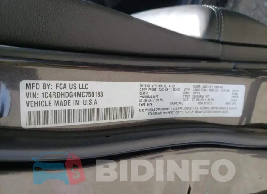 1C4RDHDG4MC750183 Photo# 10