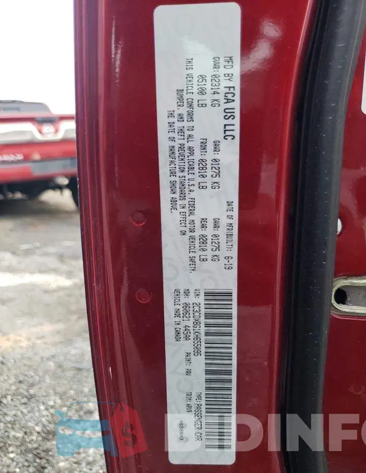 2C3CDXBG1KH655095 Photo# 10