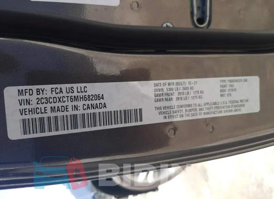 2C3CDXCT6MH682064 Photo# 10
