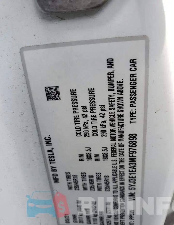 5YJ3E1EA3MF976898 Photo# 10
