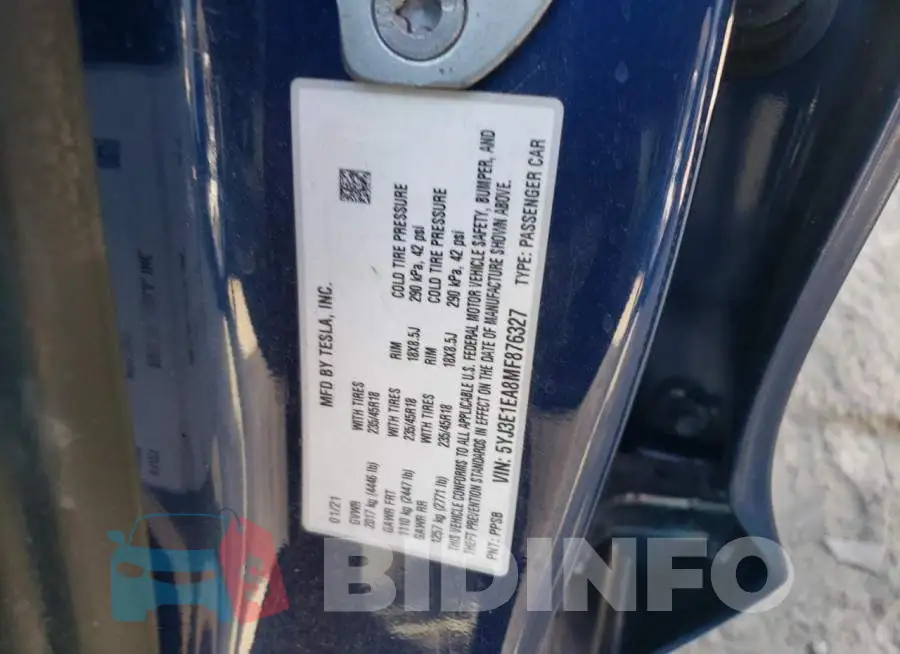 5YJ3E1EA8MF876327 Photo# 10