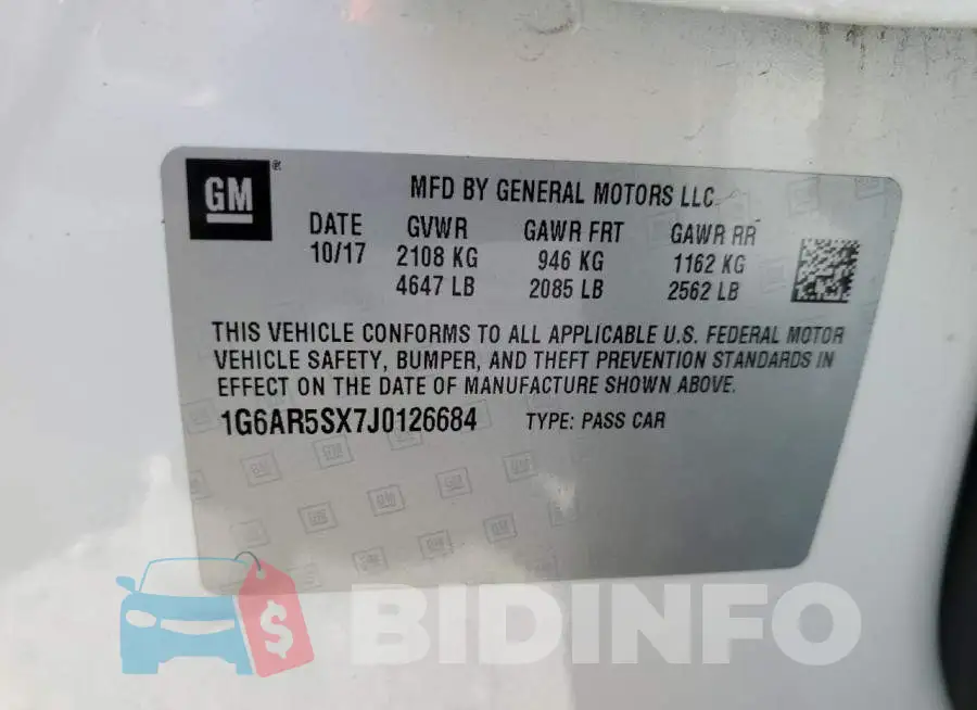 1G6AR5SX7J0126684 Photo# 10
