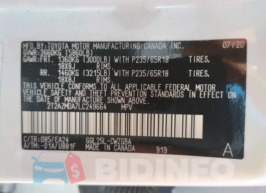 2T2AZMDA7LC249664 Photo# 10
