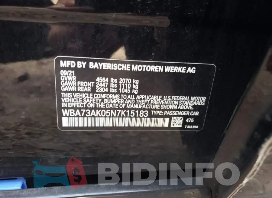 WBA73AK05N7K15183 Photo# 10
