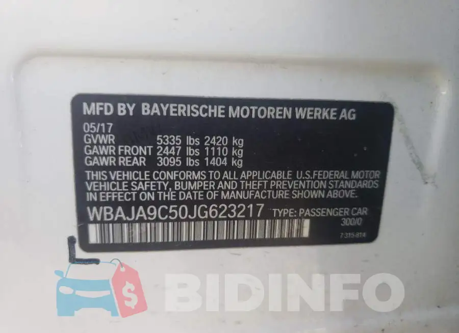 WBAJA9C50JG623217 Photo# 10