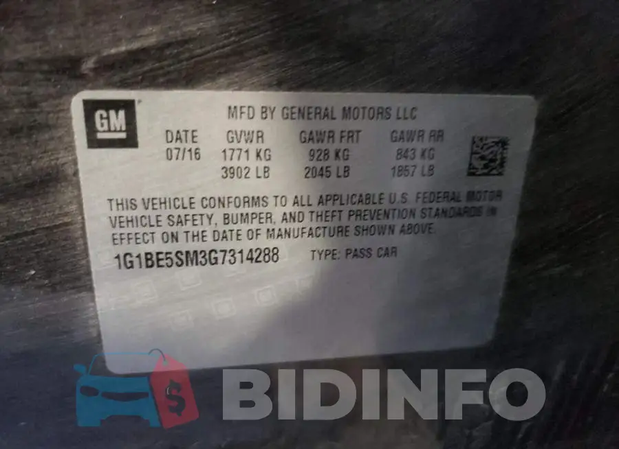 1G1BE5SM3G7314288 Photo# 10
