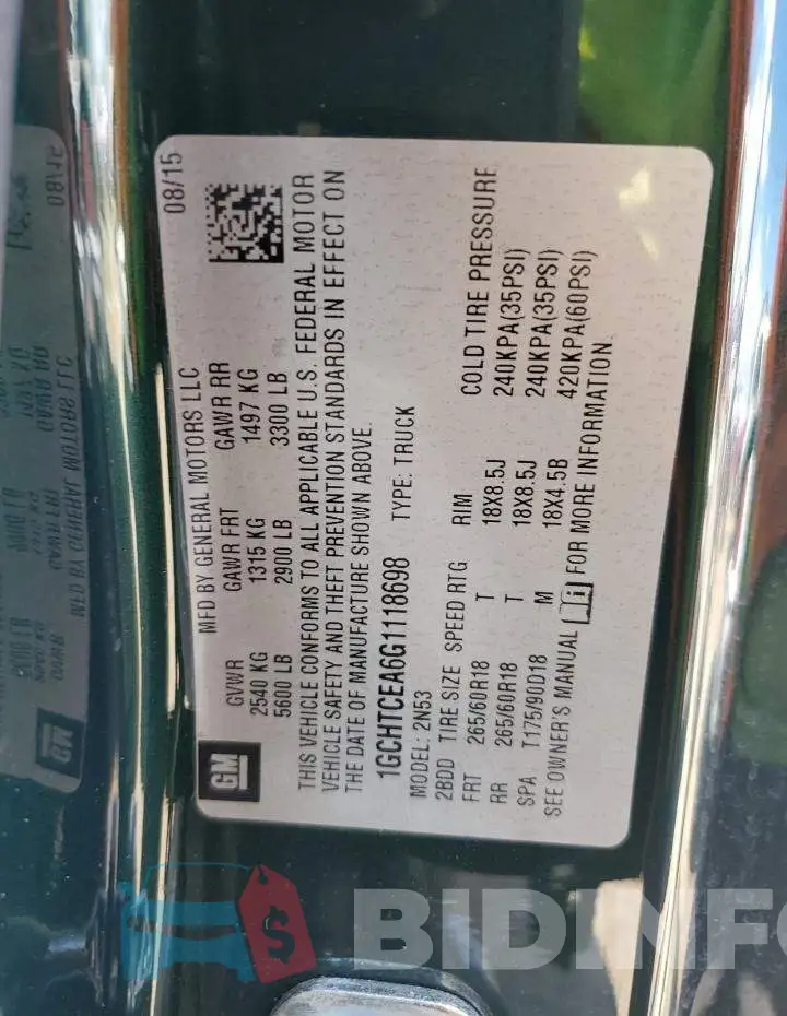 1GCHTCEA6G1118698 Photo# 10