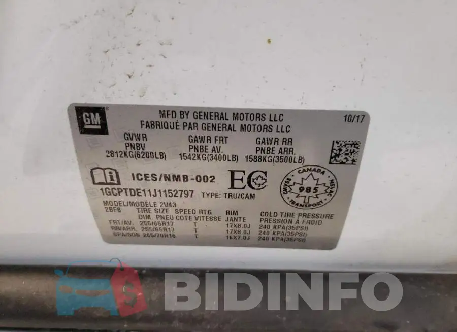 1GCPTDE11J1152797 Photo# 10
