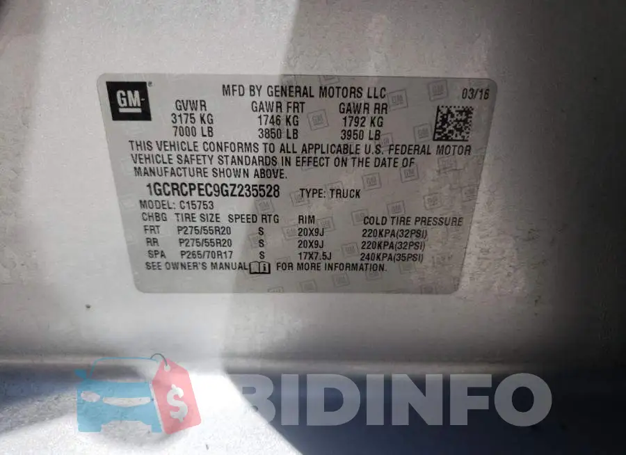 1GCRCPEC9GZ235528 Photo# 10