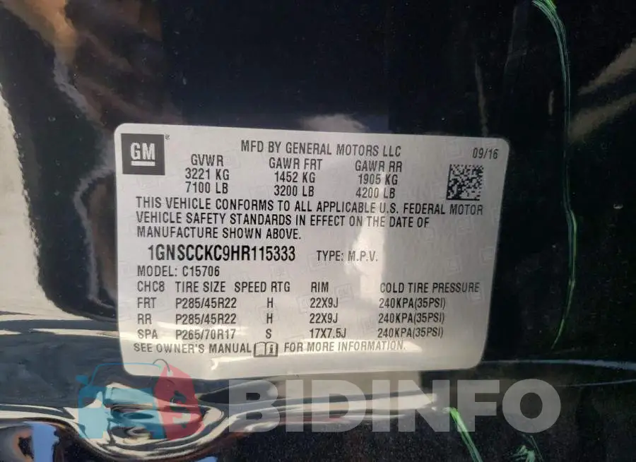 1GNSCCKC9HR115333 Photo# 10