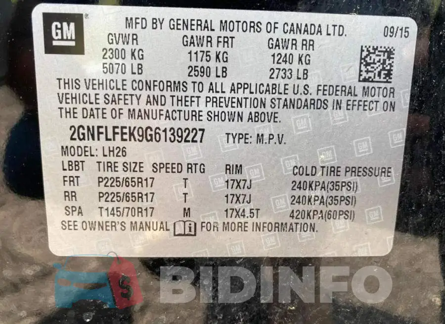 2GNFLFEK9G6139227 Photo# 10