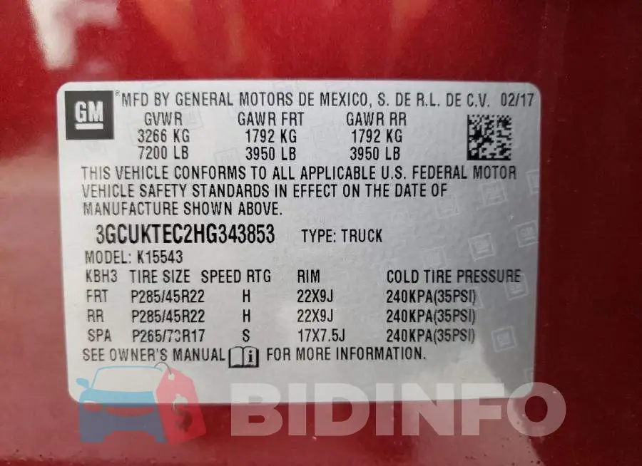 3GCUKTEC2HG343853 Photo# 10