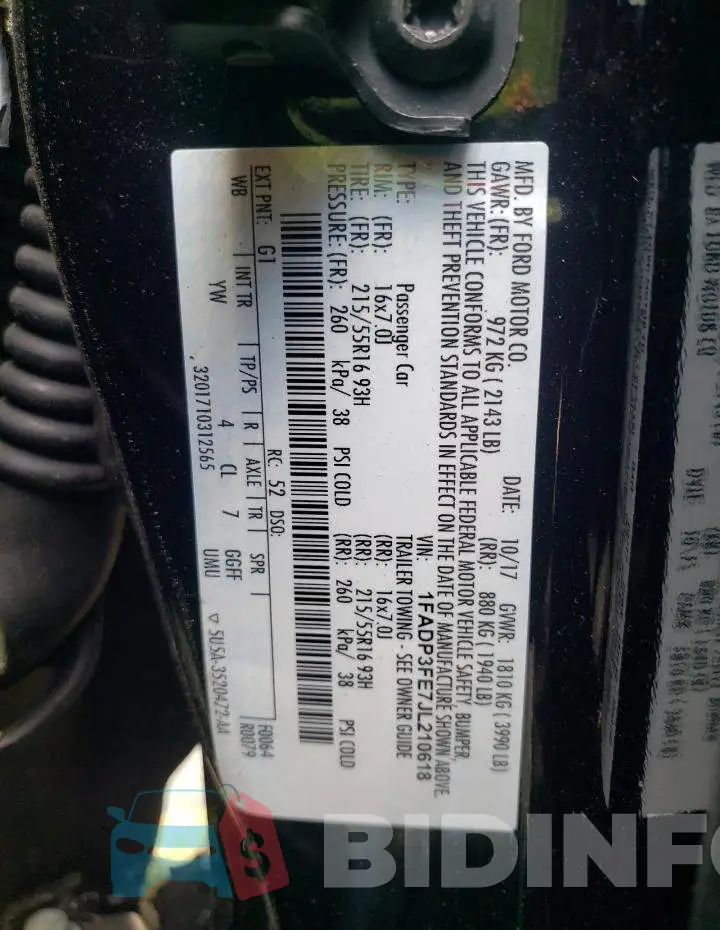 1FADP3FE7JL210618 Photo# 10