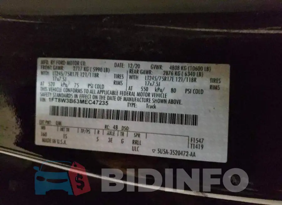 1FT8W3B63MEC47235 Photo# 10