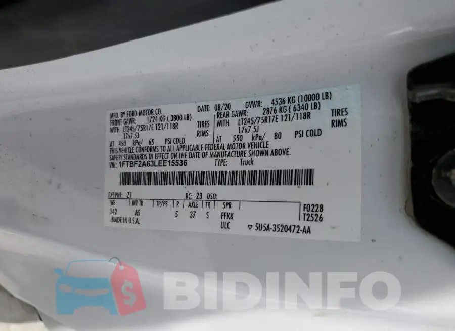1FTBF2A63LEE15536 Photo# 10