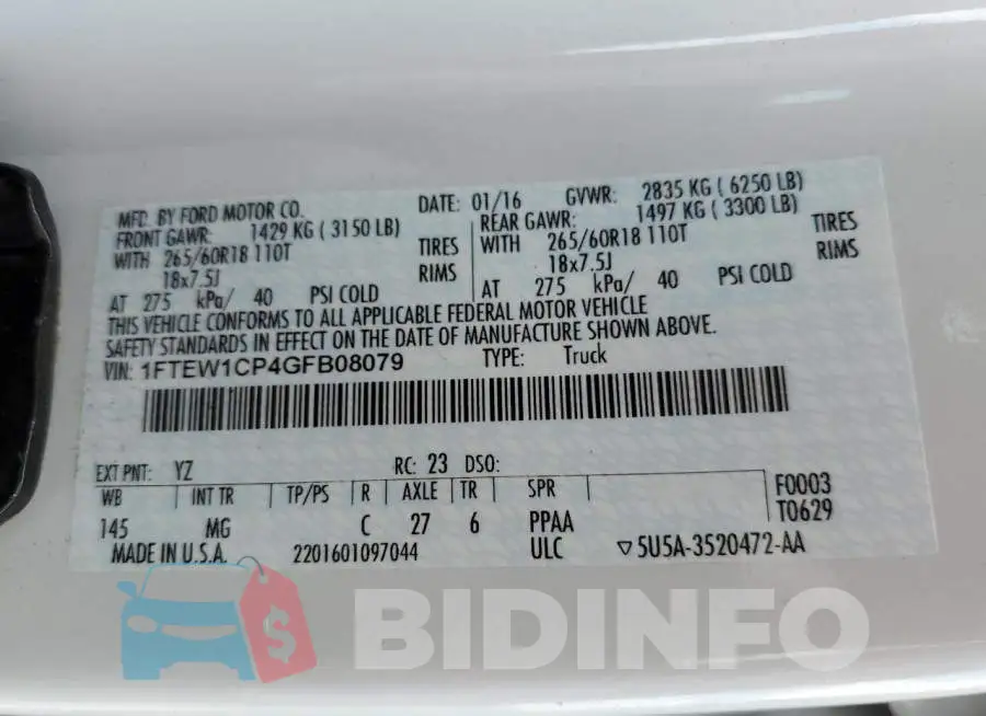 1FTEW1CP4GFB08079 Photo# 10