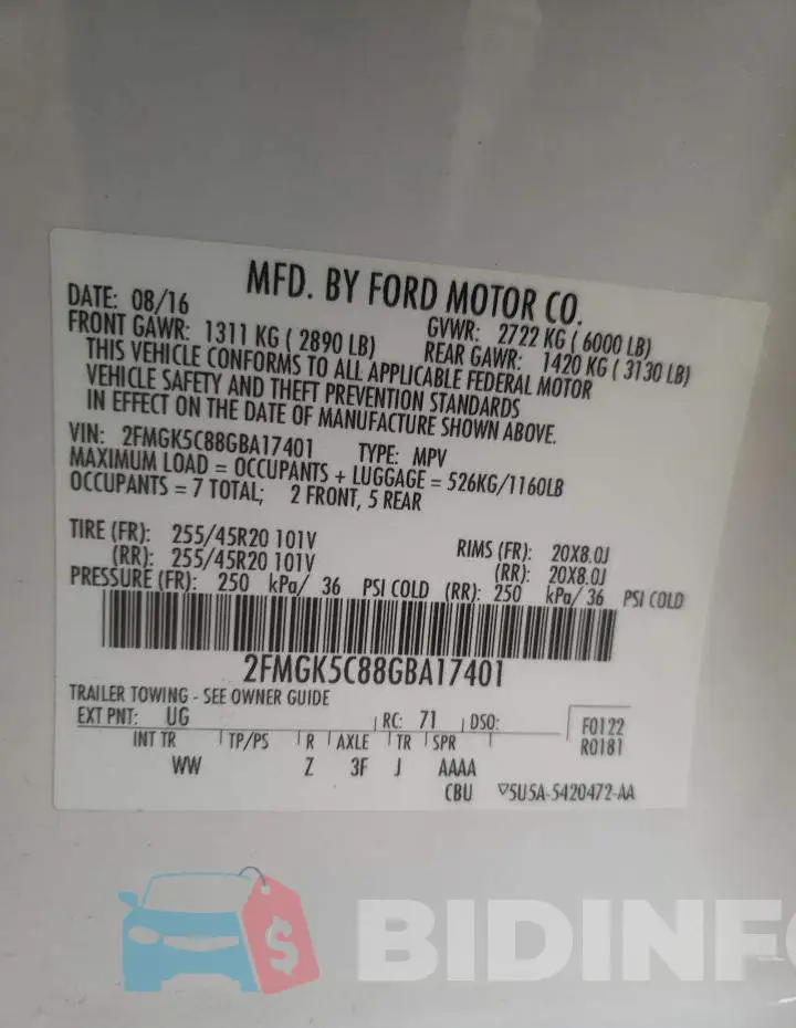 2FMGK5C88GBA17401 Photo# 10