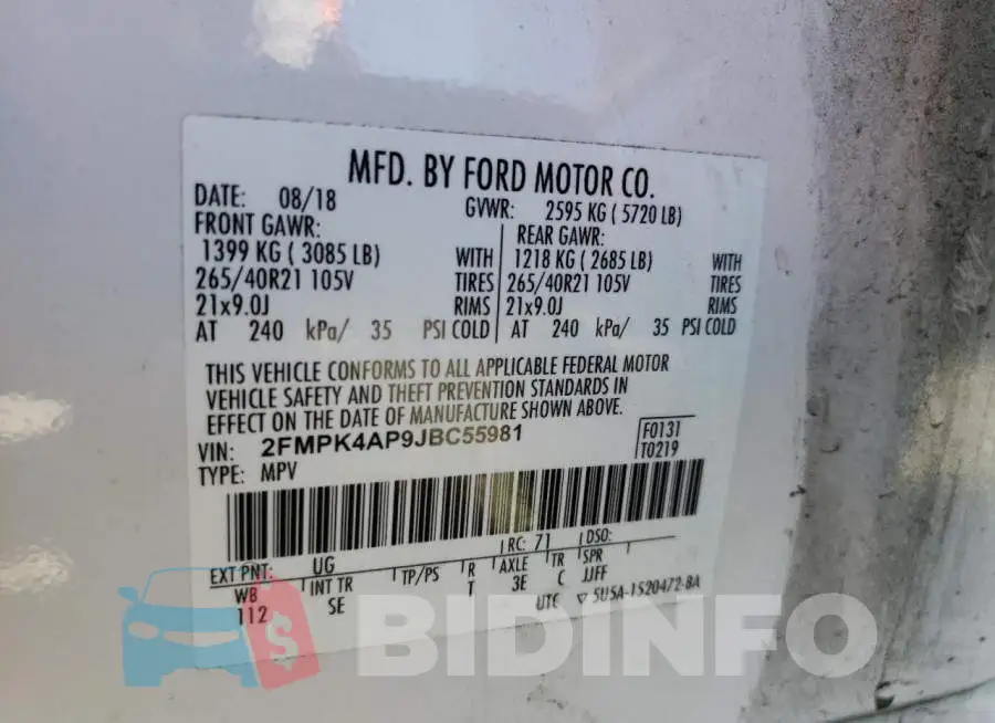 2FMPK4AP9JBC55981 Photo# 10