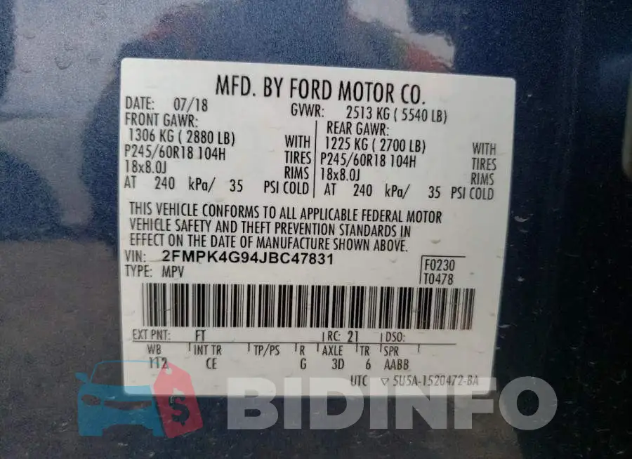 2FMPK4G94JBC47831 Photo# 10