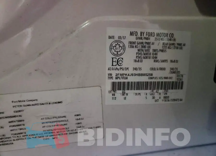 2FMPK4J93HBB85258 Photo# 10