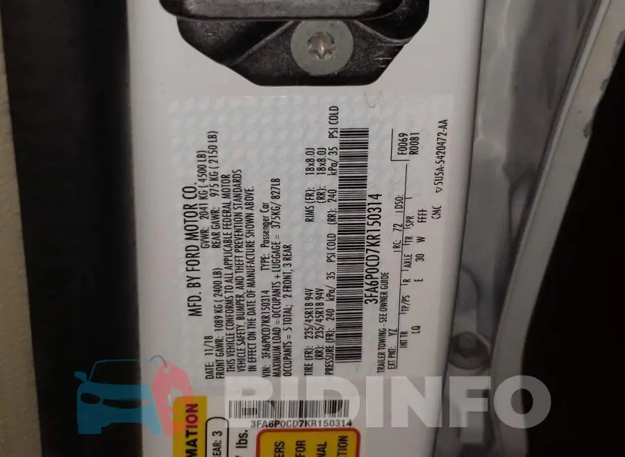 3FA6P0CD7KR150314 Photo# 10