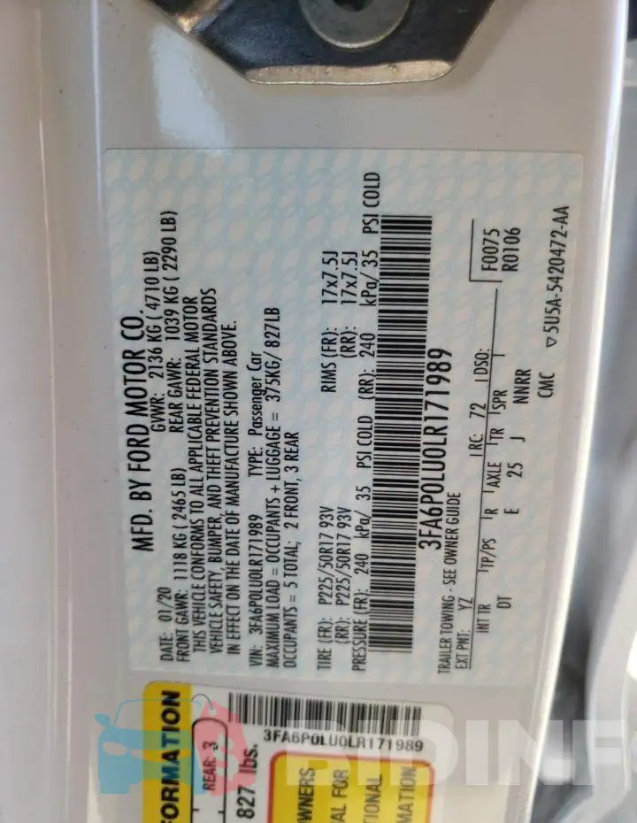 3FA6P0LU0LR171989 Photo# 10
