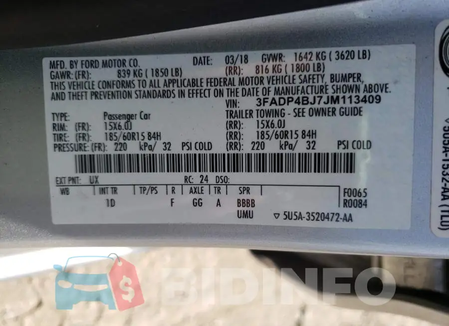 3FADP4BJ7JM113409 Photo# 10