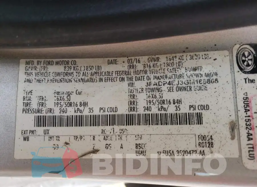 3FADP4EJ3GM165866 Photo# 10