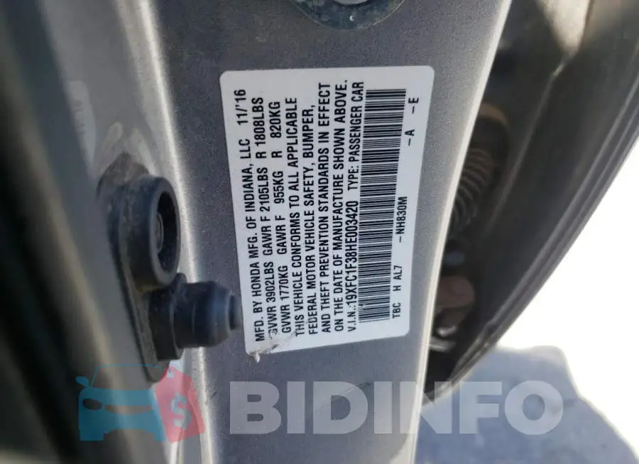 19XFC1F38HE003420 Photo# 10