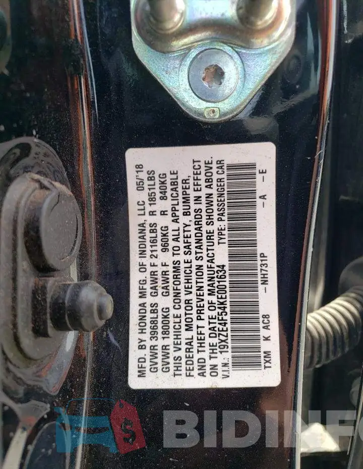 19XZE4F54KE001634 Photo# 10