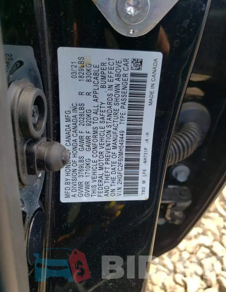 2HGFC2F60MH549449 Photo# 10