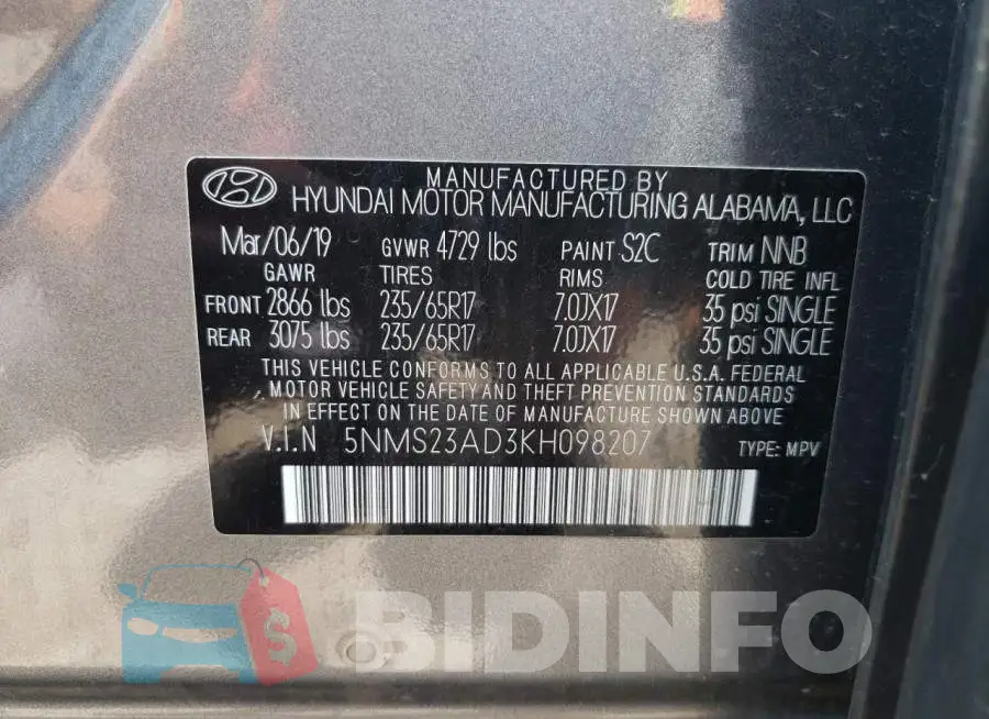 5NMS23AD3KH098207 Photo# 10