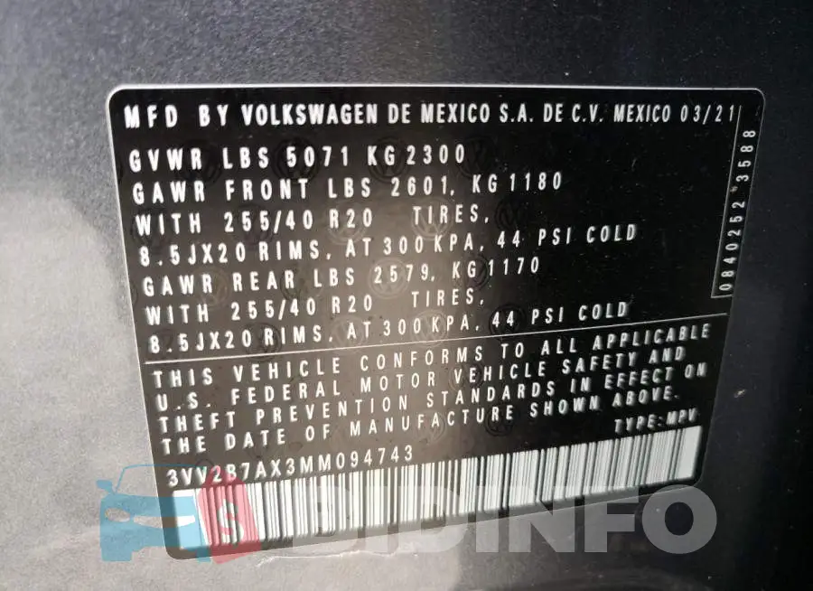 3VV2B7AX3MM094743 Photo# 10