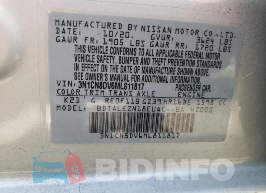 3N1CN8DV6ML811817 Photo# 10