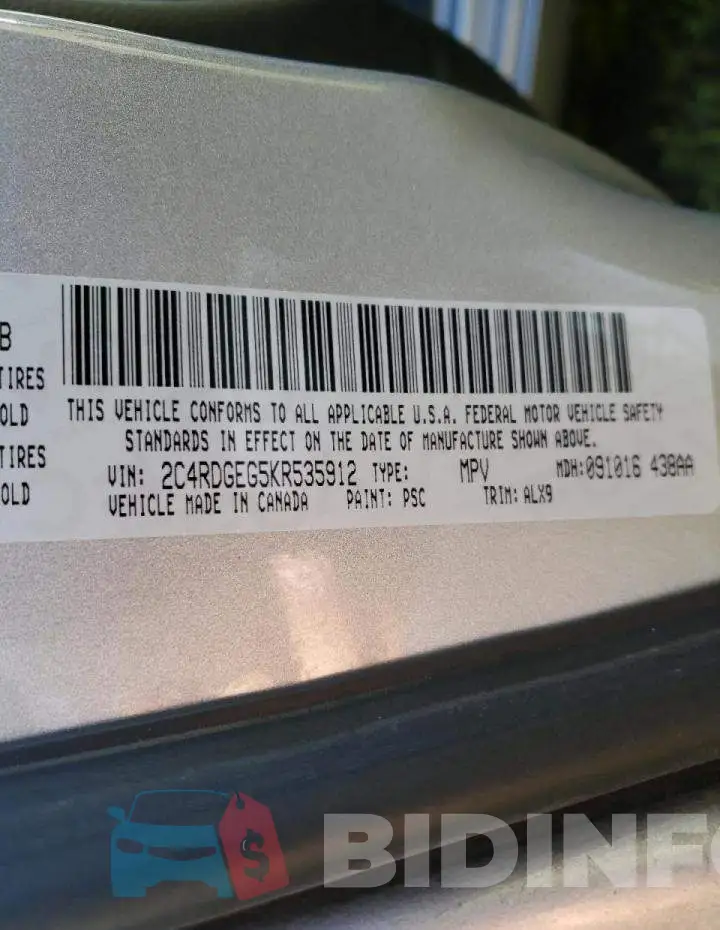2C4RDGEG5KR535912 Photo# 10