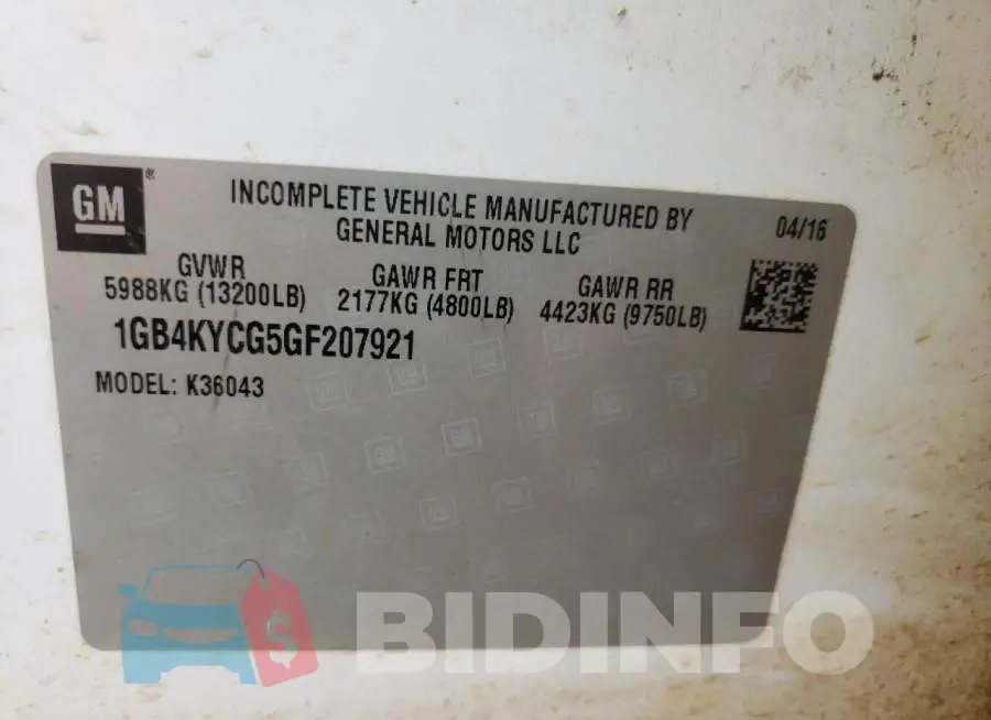 1GB4KYCG5GF207921 Photo# 10