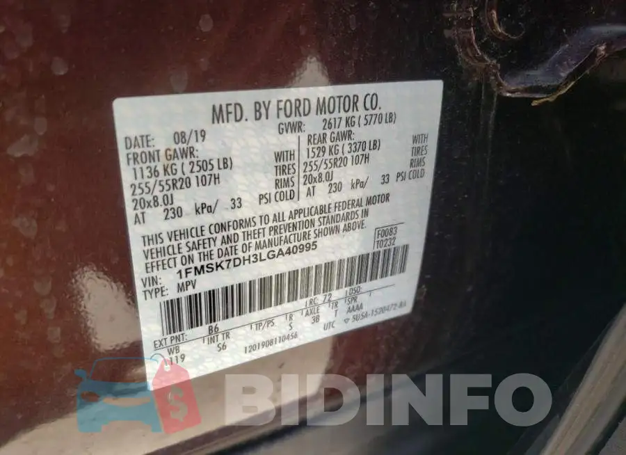 1FMSK7DH3LGA40995 Photo# 10