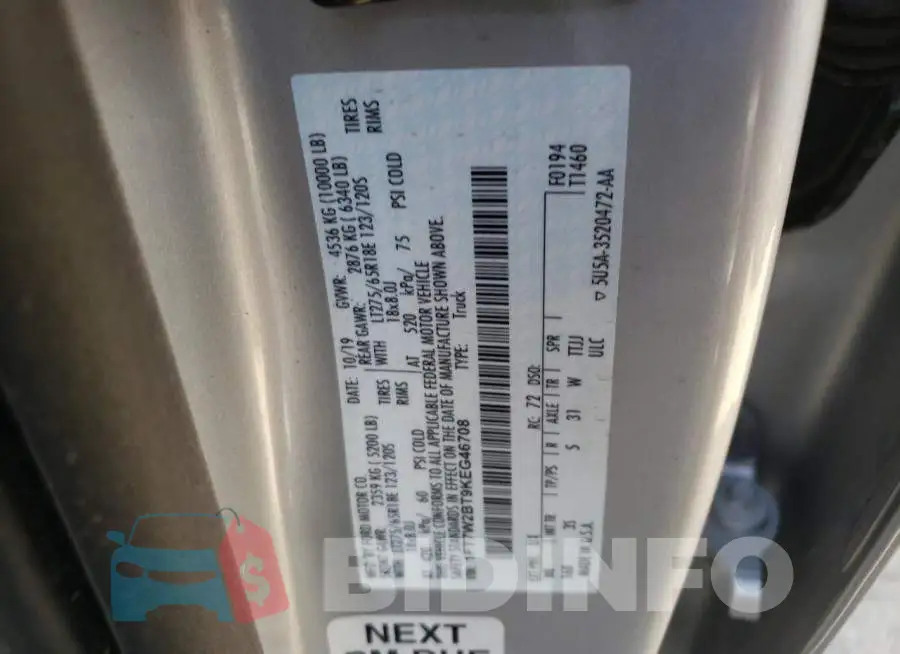 1FT7W2BT9KEG46708 Photo# 10