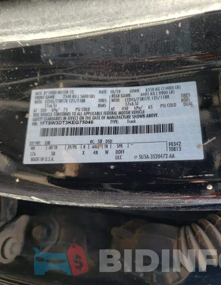 1FT8W3DT3KEG75046 Photo# 10