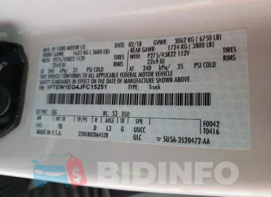 1FTEW1EG4JFC15251 Photo# 10