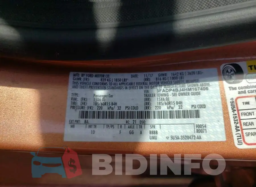 3FADP4BJ4HM167406 Photo# 10