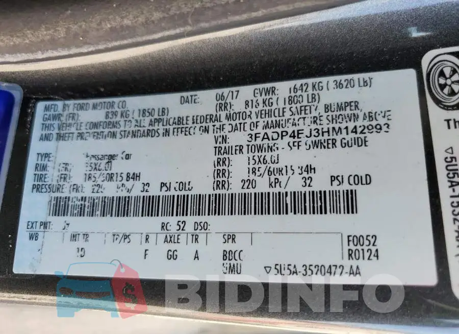 3FADP4EJ3HM142993 Photo# 10