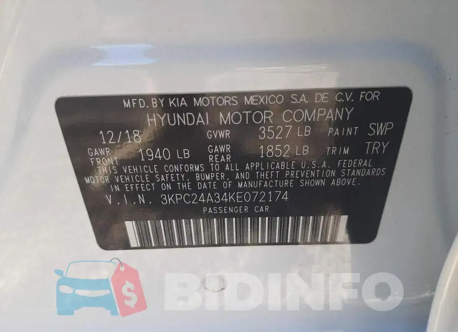 3KPC24A34KE072174 Photo# 10