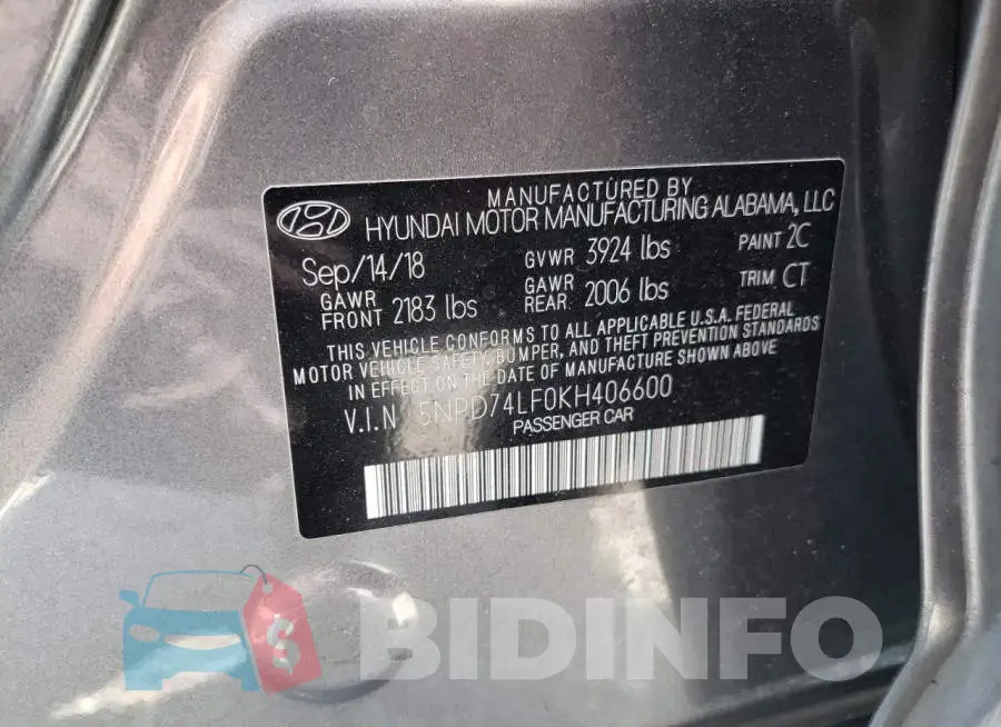5NPD74LF0KH406600 Photo# 10