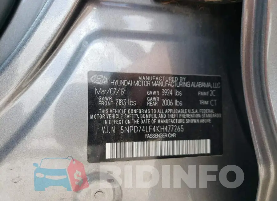 5NPD74LF4KH477265 Photo# 10