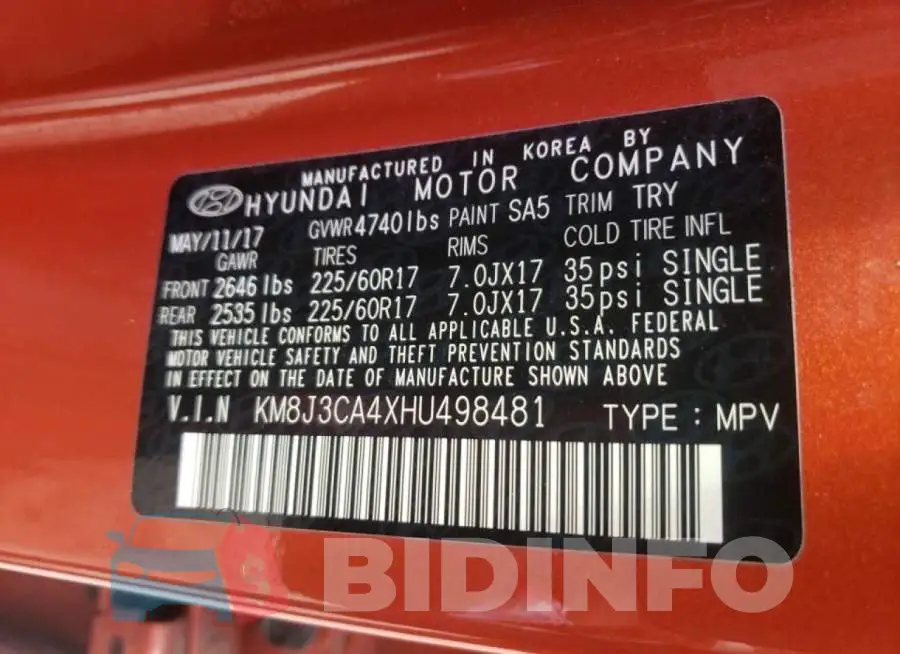 KM8J3CA4XHU498481 Photo# 10